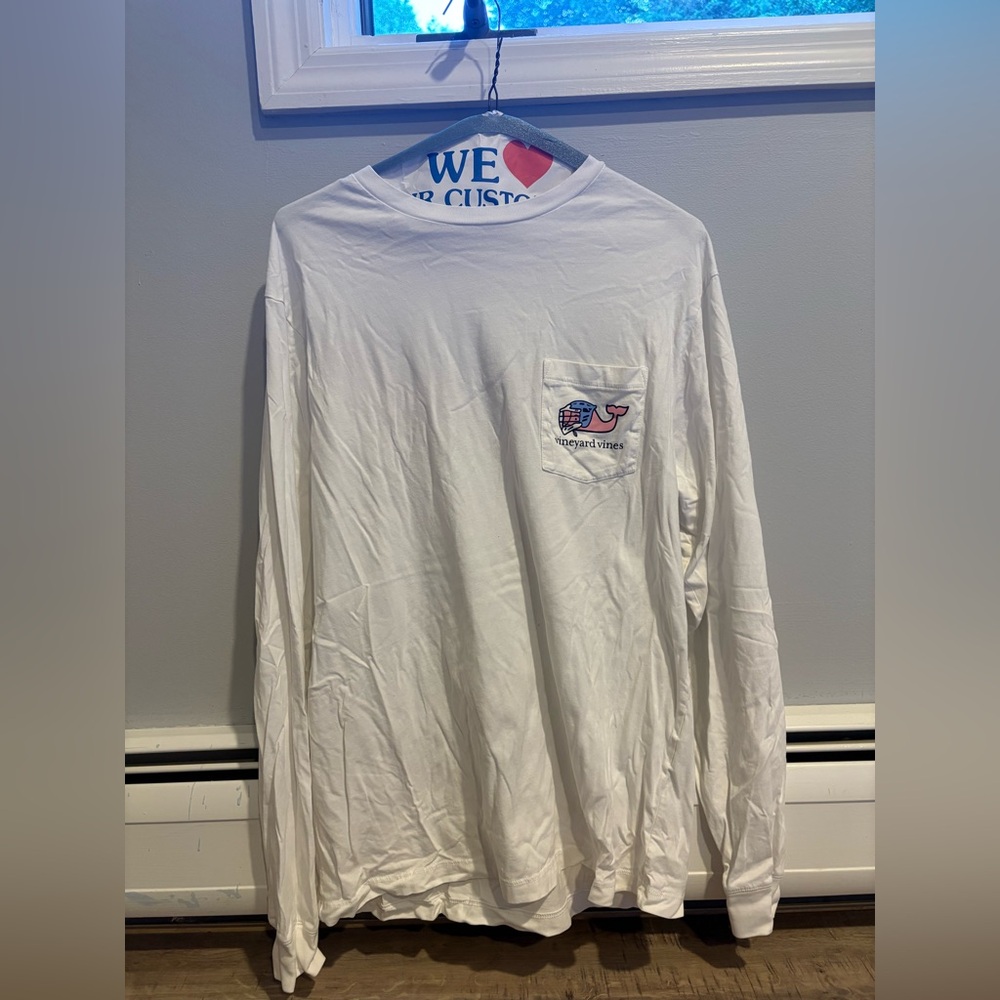 Vineyard Vines Lacrosse White Long Sleeve Tee Casual Comfort